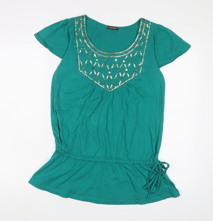 Womens UK Size 10 Savoir Green Tunic T-Shirt