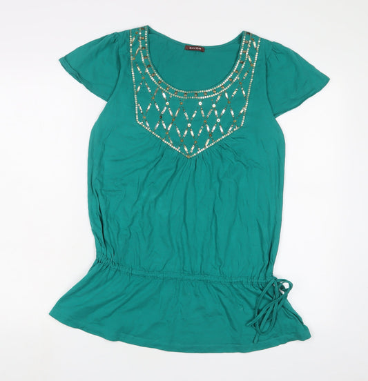 Womens UK Size 10 Savoir Green Tunic T-Shirt