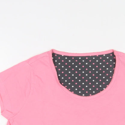 Marks and Spencer Womens Pink Solid Cotton Top Pyjama Top Size 6