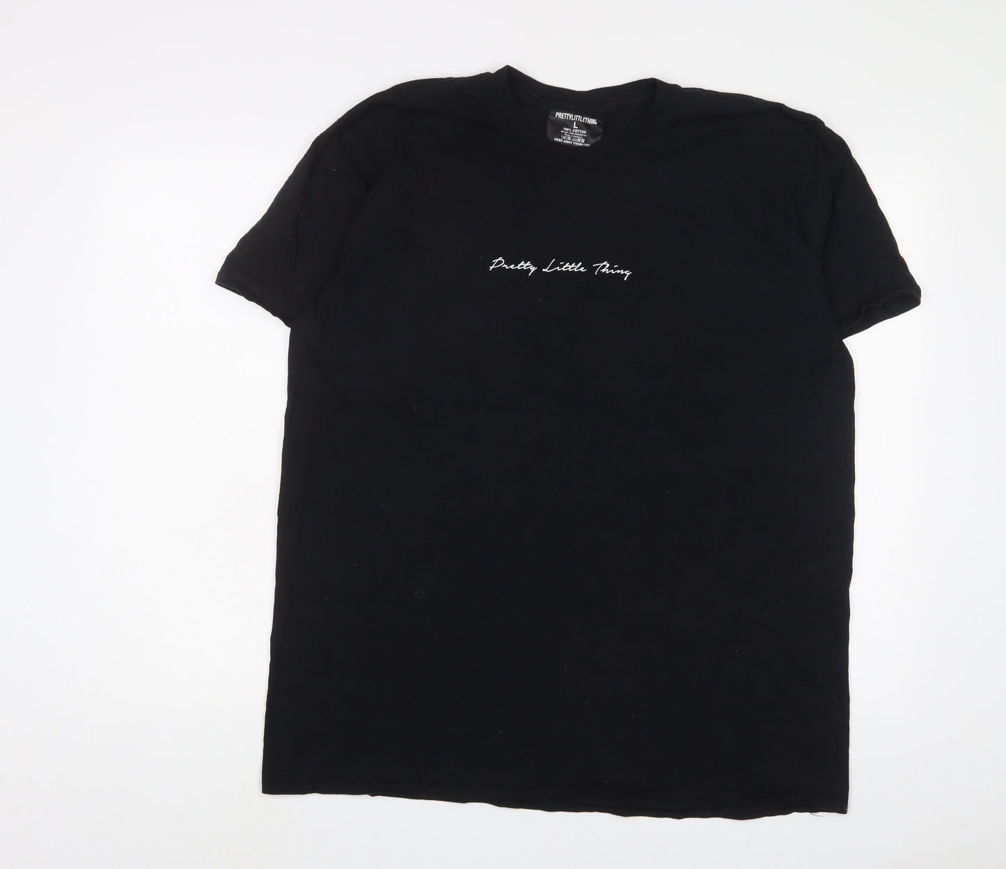 Womens UK Size L PRETTYLITTLETHING Black Basic T-Shirt