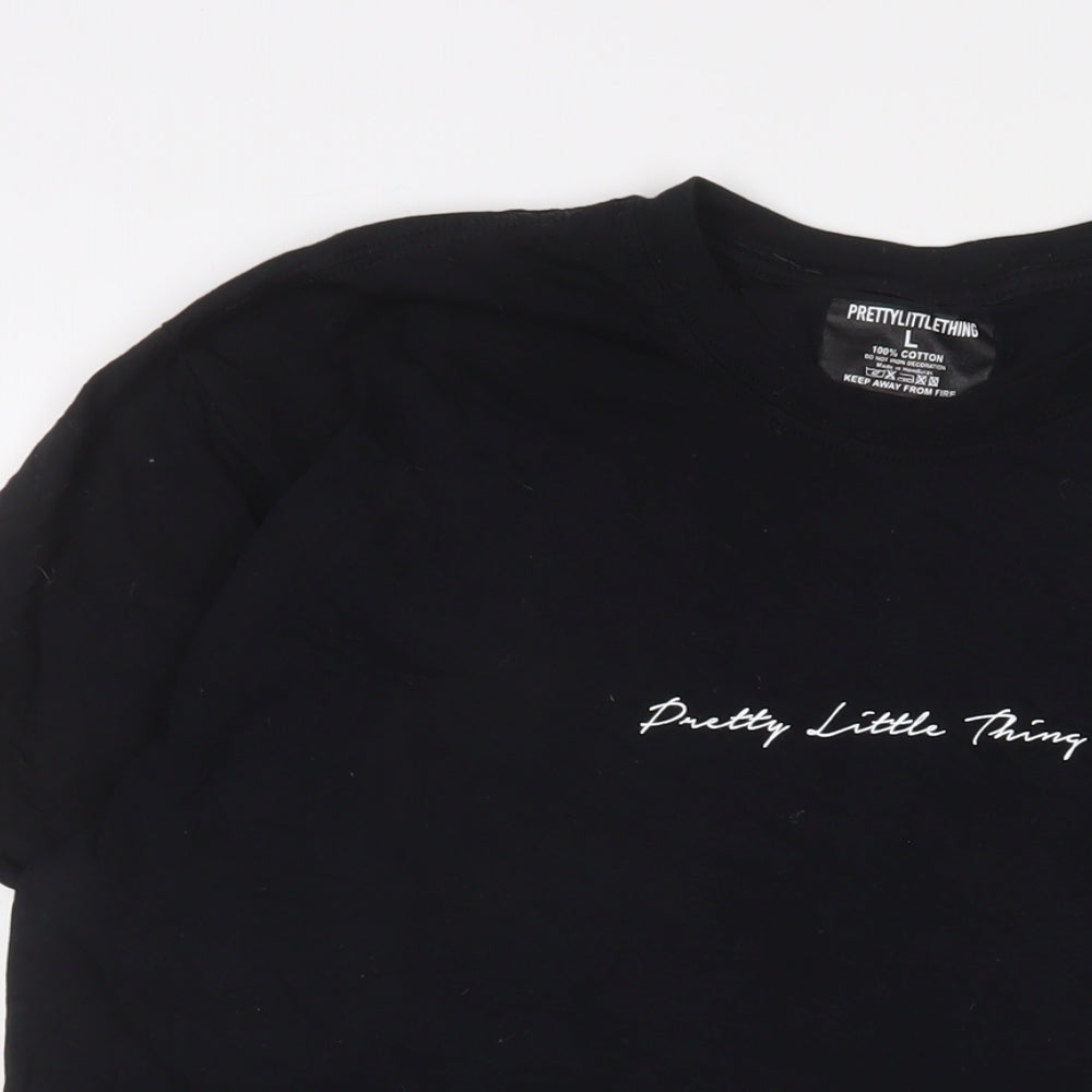 Womens UK Size L PRETTYLITTLETHING Black Basic T-Shirt