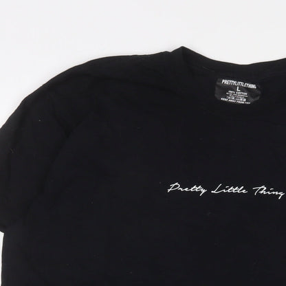 Womens UK Size L PRETTYLITTLETHING Black Basic T-Shirt