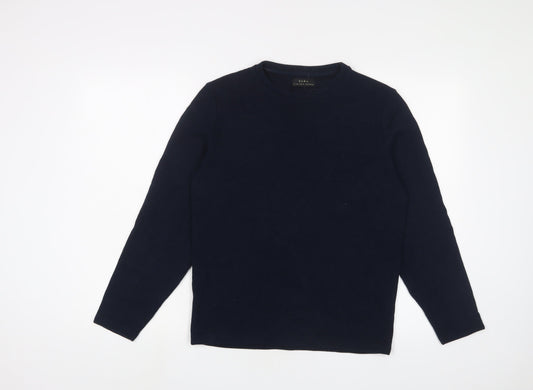 Zara Mens Blue Cotton Pullover Sweatshirt Size S