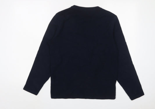 Zara Mens Blue Cotton Pullover Sweatshirt Size S