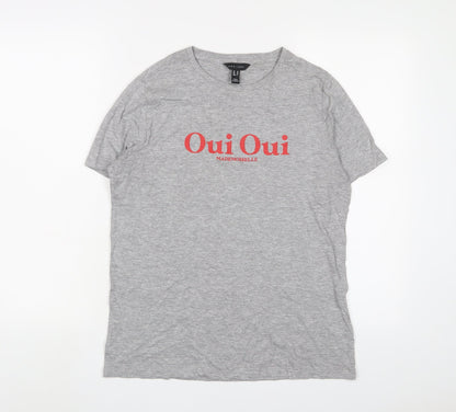 Womens UK Size 10 New Look Grey Basic T-Shirt