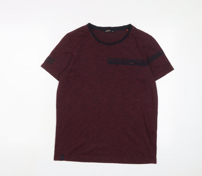 Maraton Mens Red Polyester Basic T-Shirt Size S Crew Neck Pullover