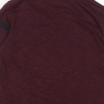 Maraton Mens Red Polyester Basic T-Shirt Size S Crew Neck Pullover