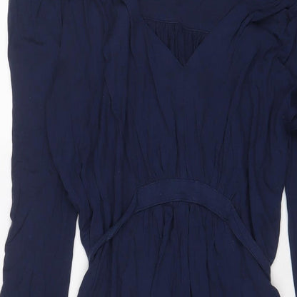 French Connection Womens Blue Viscose A-Line Size 10 V-Neck Pullover