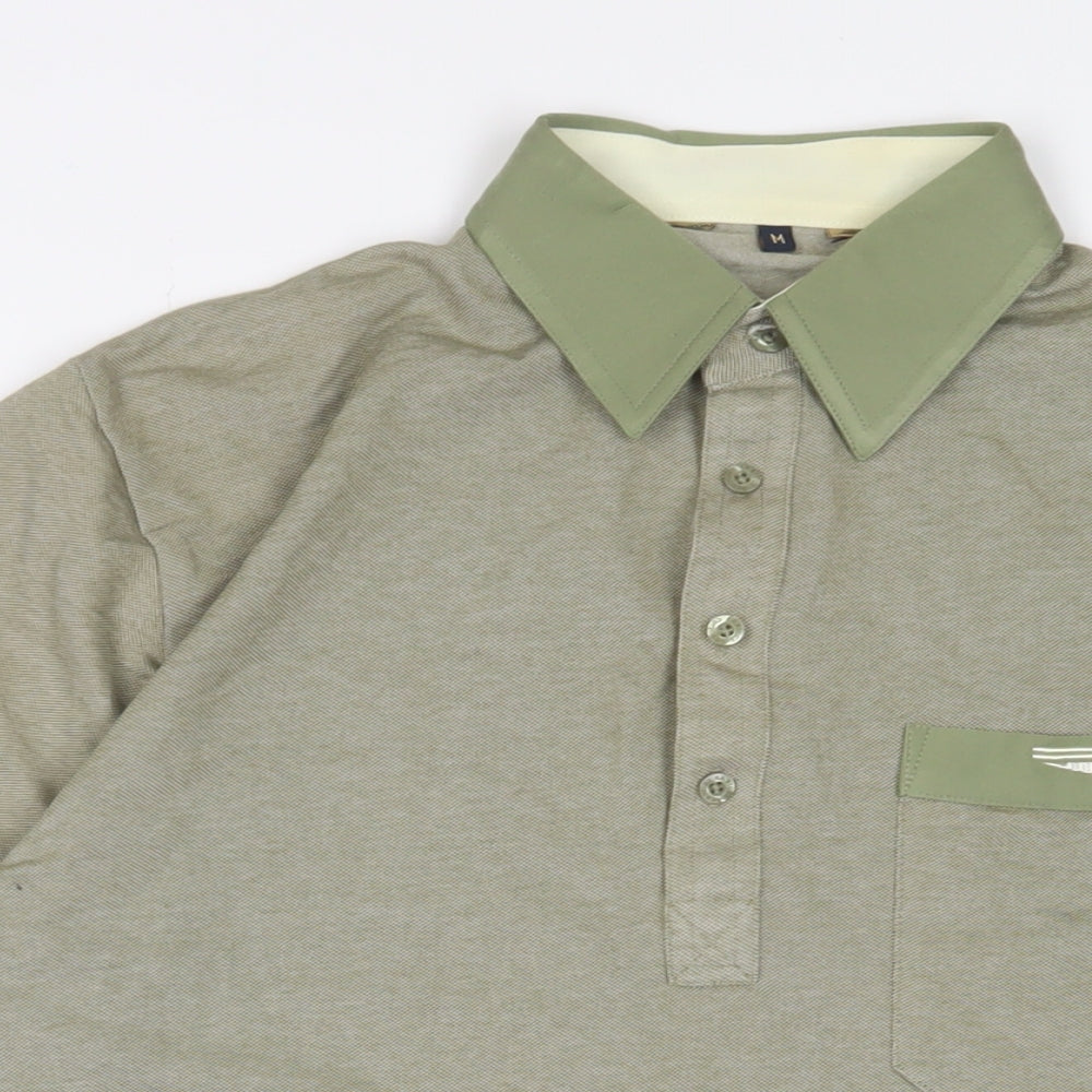 Gabicci Mens Green Cotton Polo Size M Collared Button