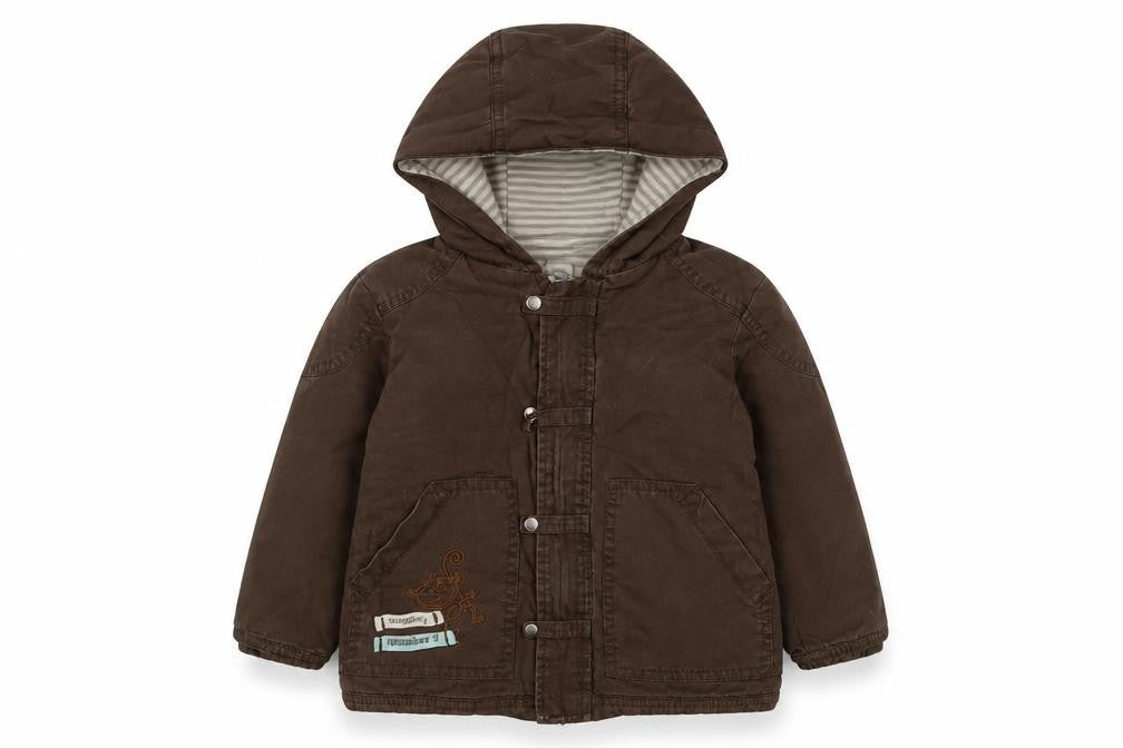 Front view of Gorilla boys’ brown jacket, size 18-24, months zip