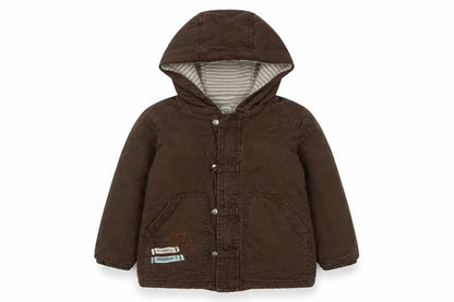 Front view of Gorilla boys’ brown jacket, size 18-24, months zip