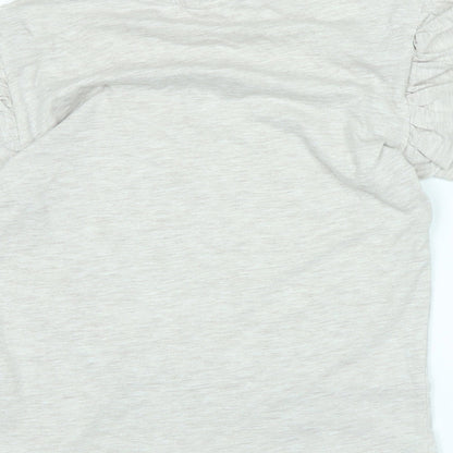 Disney Girls Grey Cotton Basic T-Shirt Size 10-11 Years Crew Neck - Logo -Love - Micky and Friends- Sequins .