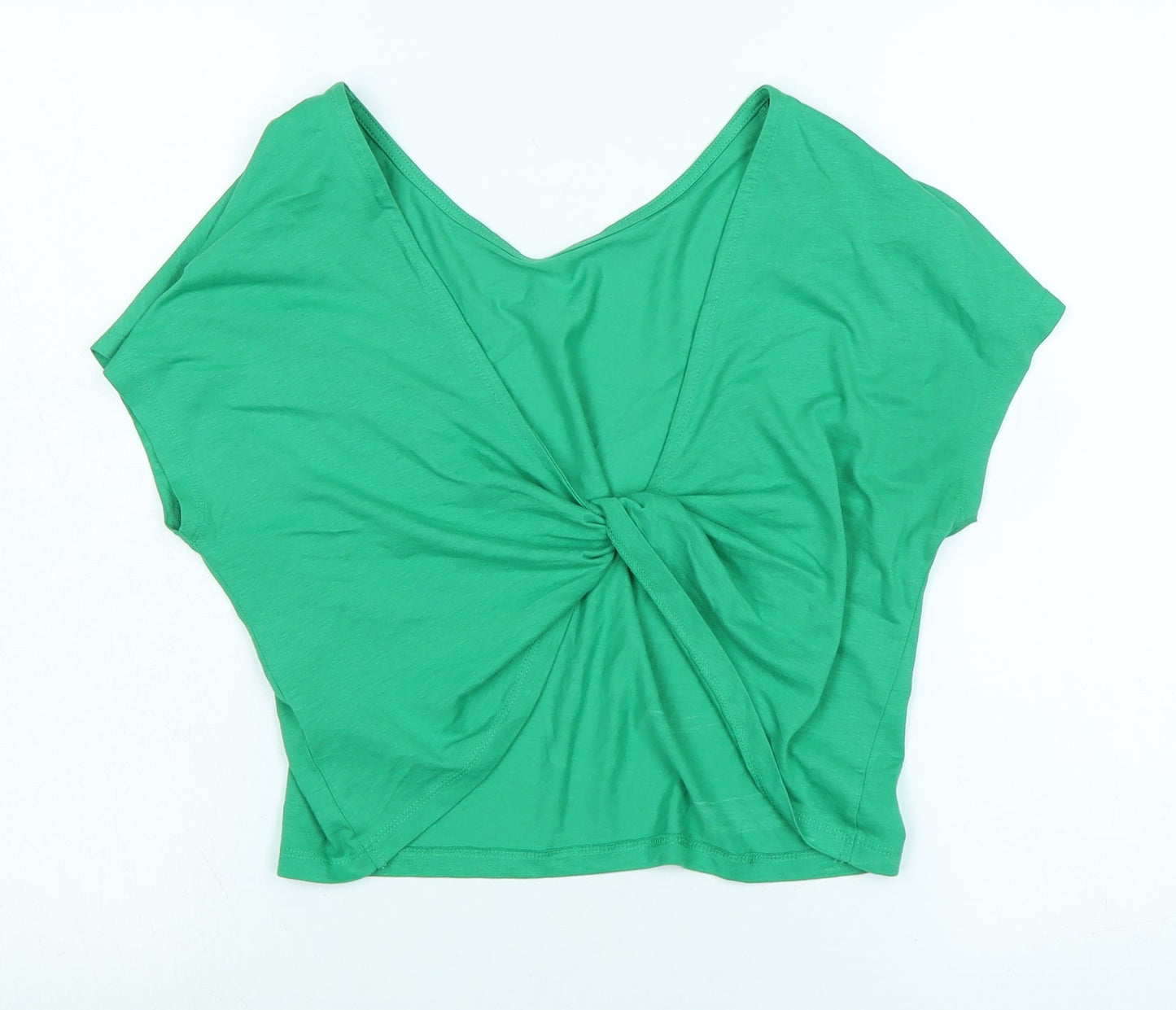 Womens UK Size S Monki Green Cropped T-Shirt