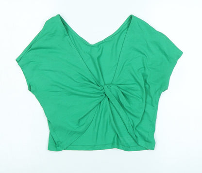 Womens UK Size S Monki Green Cropped T-Shirt