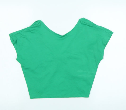 Womens UK Size S Monki Green Cropped T-Shirt