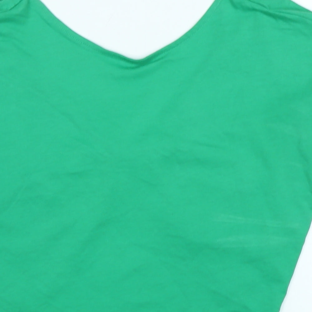 Womens UK Size S Monki Green Cropped T-Shirt