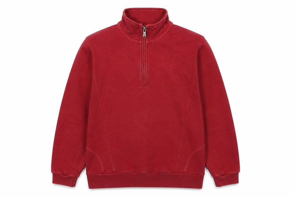 Front view of Origionals men’s red cotton pullover sweatshirt, size XL, - logo