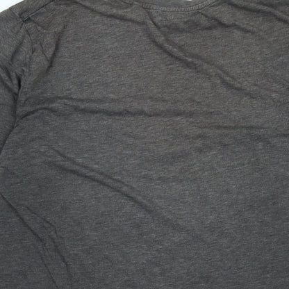 Guns & Roses Womens Grey Cotton Basic T-Shirt Size M Crew Neck - Logo- Guns & roses