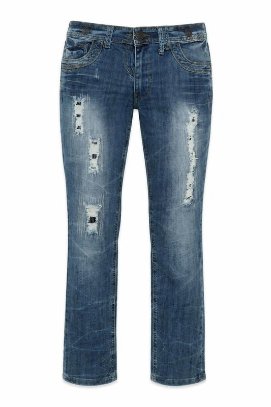 Authentic Womens Blue Cotton Straight Jeans Size 32 in L31 in Regular Zip - Logo