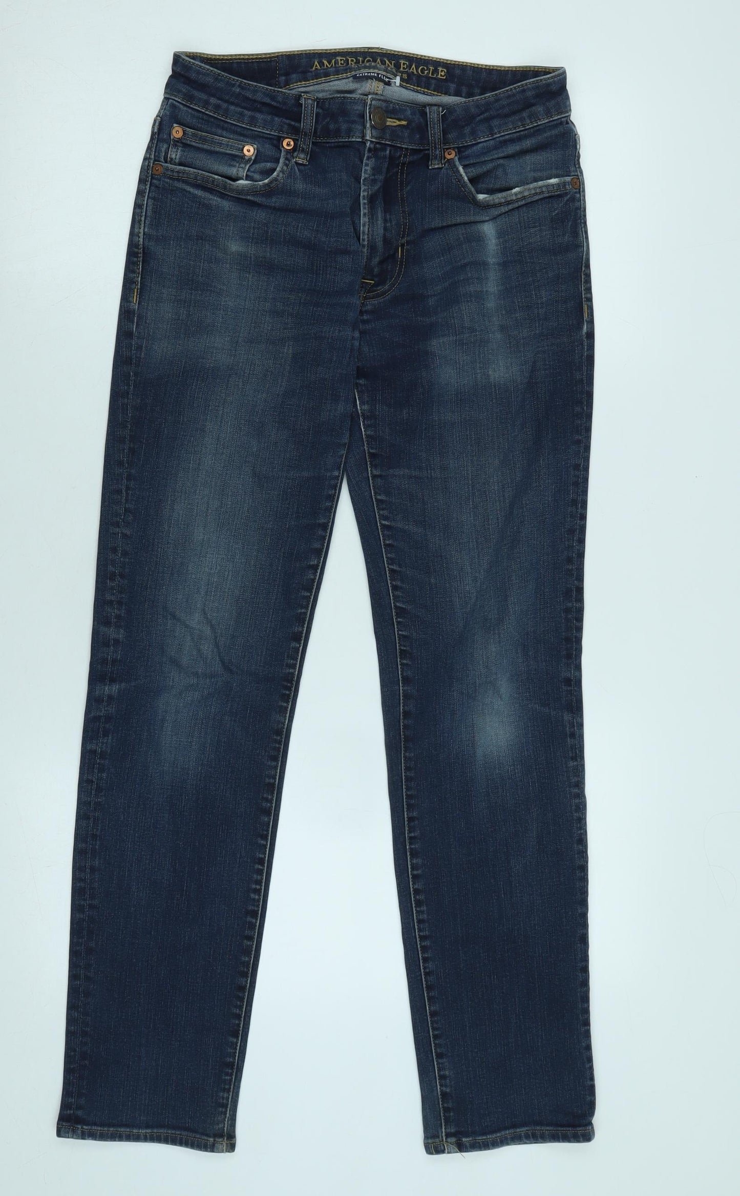 Womens UK Size 28 in American Eagle Outfitters Regular Fit Straight Blue Jeans