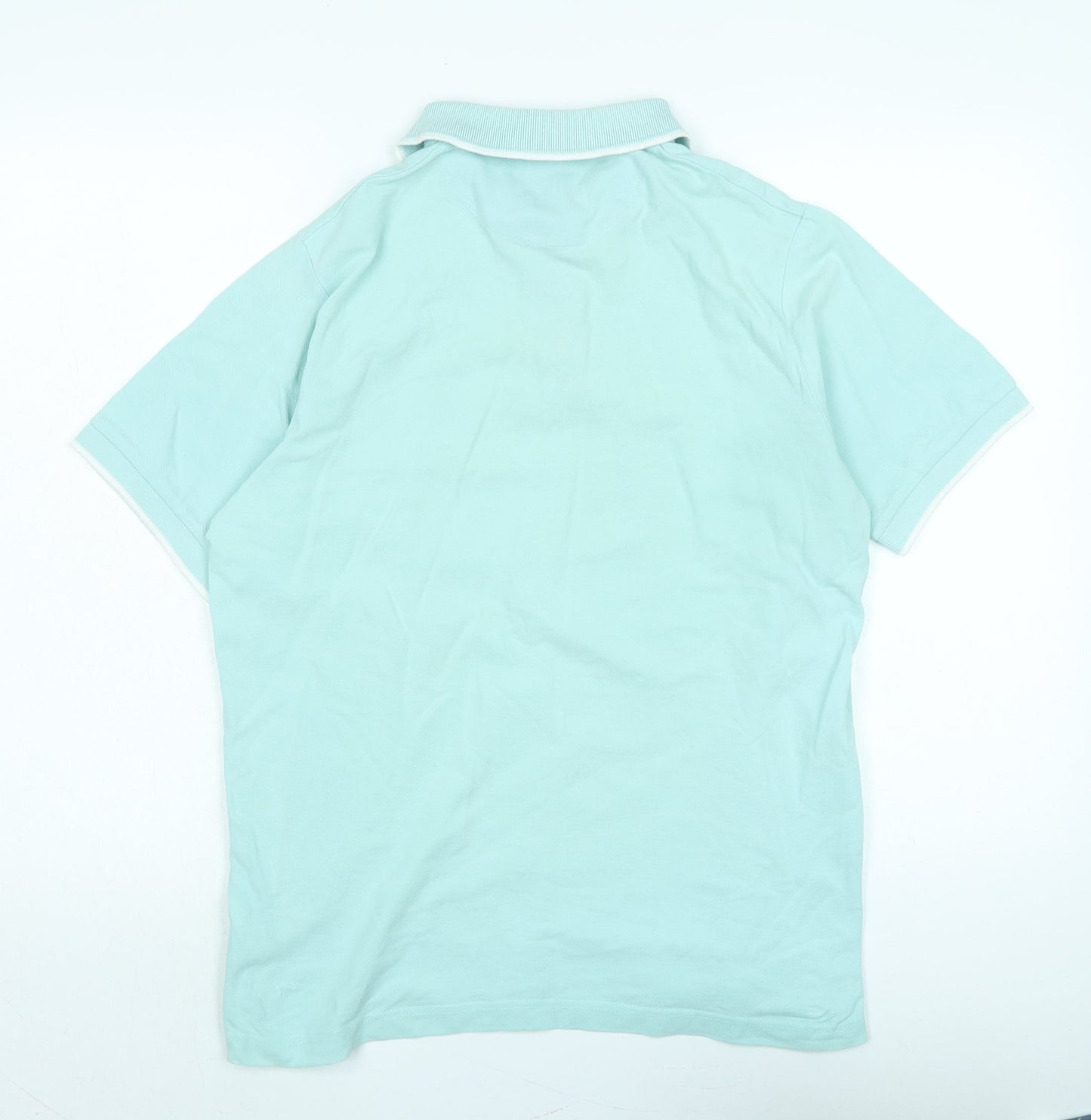 Cotton Traders Mens Green Cotton Polo Size M Collared - Logo