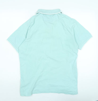 Cotton Traders Mens Green Cotton Polo Size M Collared - Logo