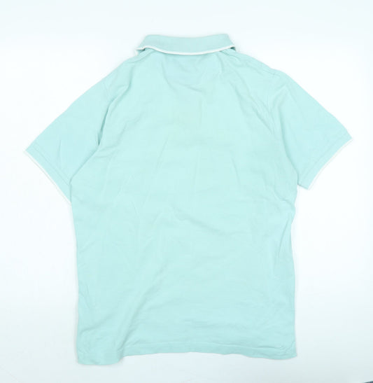 Cotton Traders Mens Green Cotton Polo Size M Collared - Logo