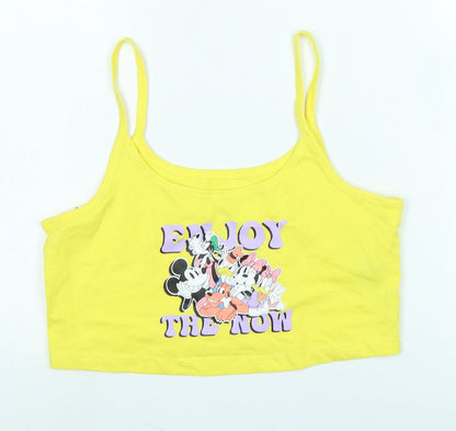 Womens UK Size S Disney Yellow Camisole Tank