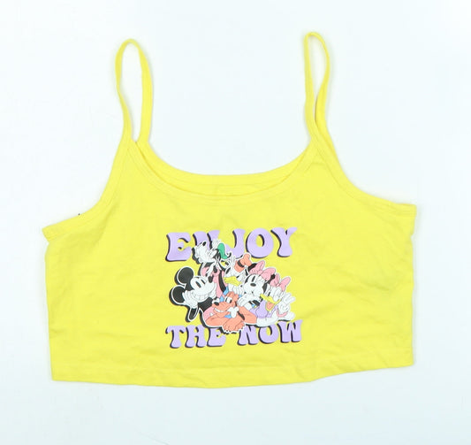 Womens UK Size S Disney Yellow Camisole Tank