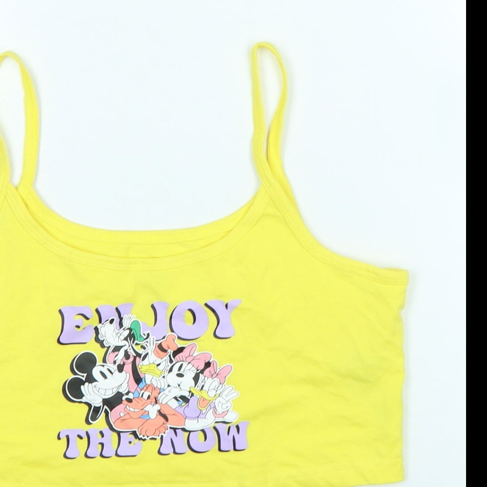 Womens UK Size S Disney Yellow Camisole Tank