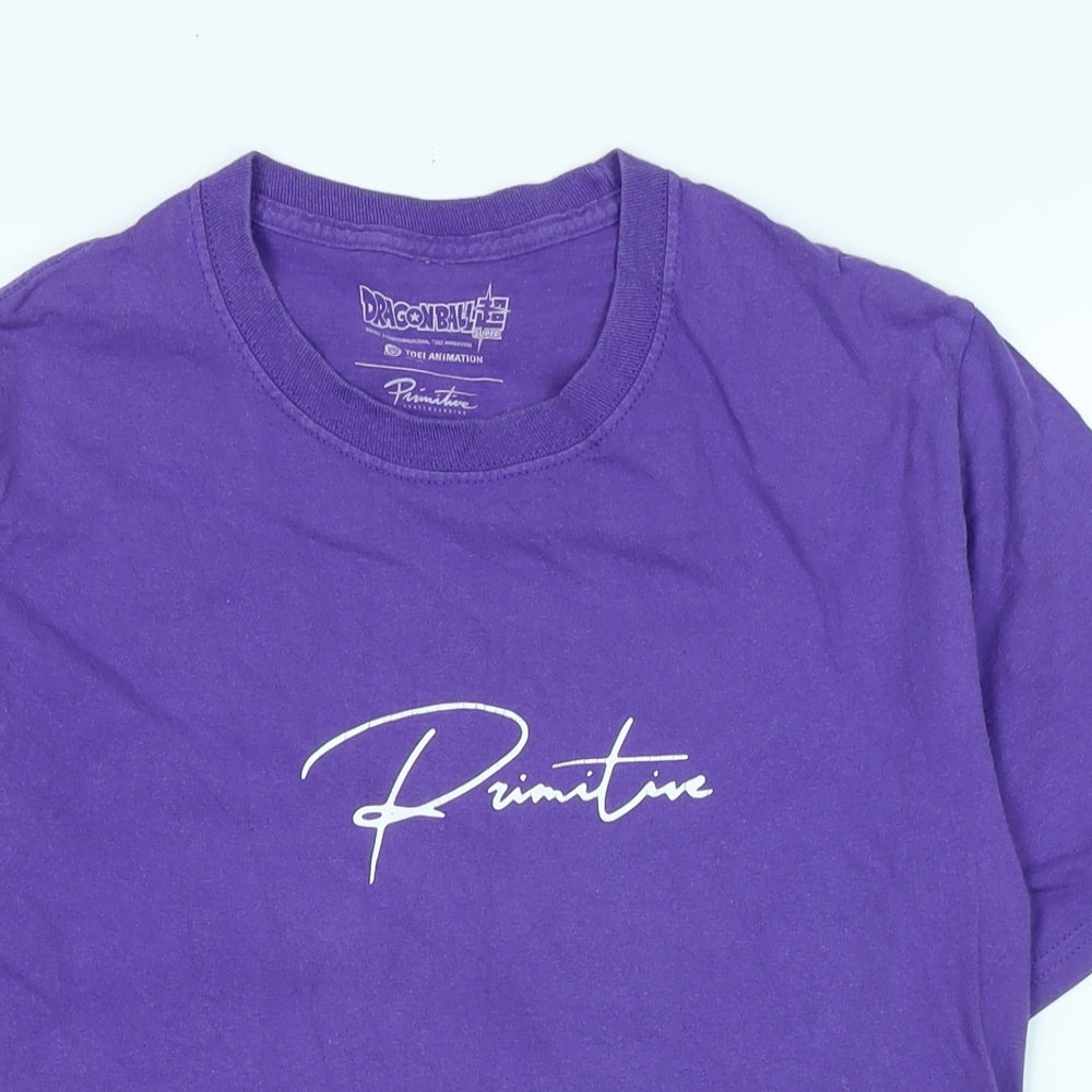 Dragon Ball Z Womens Purple Cotton Basic T-Shirt Size S Crew Neck - Logo - primitive