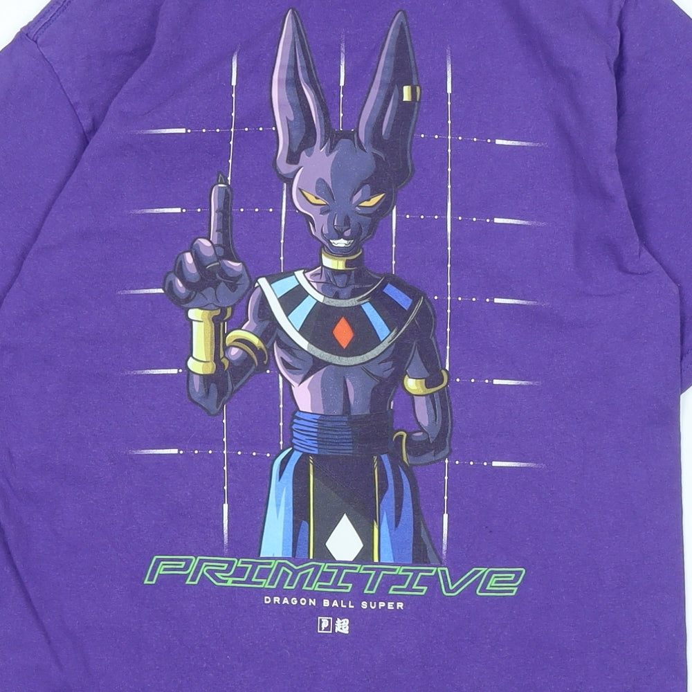 Dragon Ball Z Womens Purple Cotton Basic T-Shirt Size S Crew Neck - Logo - primitive