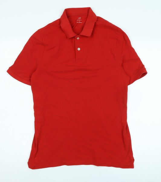 Marks and Spencer Mens Red Cotton Polo Size M Collared
