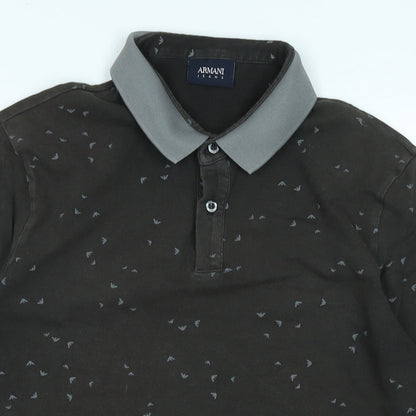 ARMANI Mens Grey Cotton Polo Size XL Collared - Logo