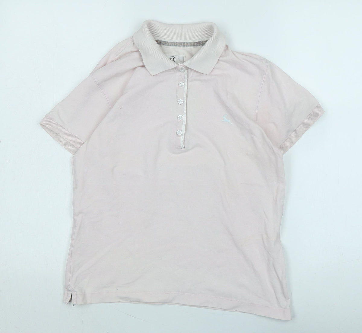 Athletic Apparel Womens Pink Cotton Basic Polo Size 14 Collared - Logo