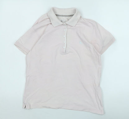 Athletic Apparel Womens Pink Cotton Basic Polo Size 14 Collared - Logo