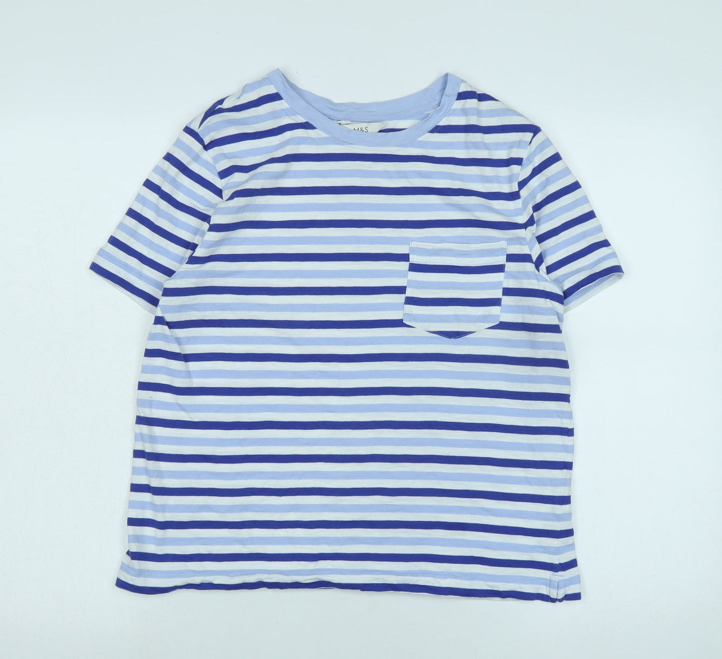 Womens UK Size 12 Marks and Spencer Blue Basic T-Shirt