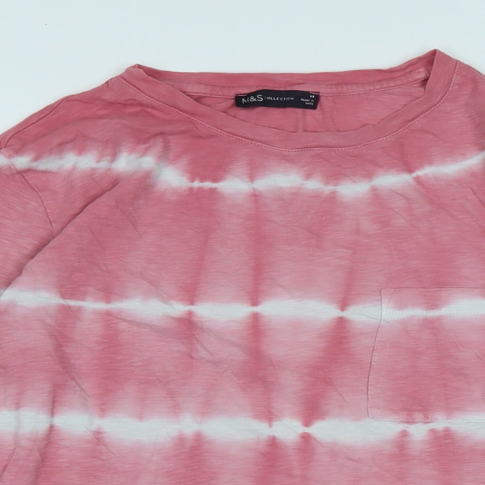 Womens UK Size 14 Marks and Spencer Pink Jersey T-Shirt
