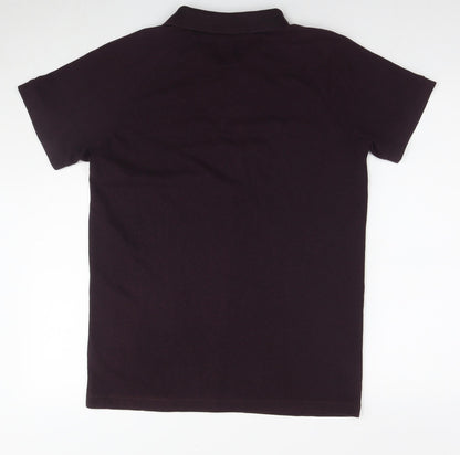 ACW85 Mens Purple Cotton Polo Size M Collared Pullover