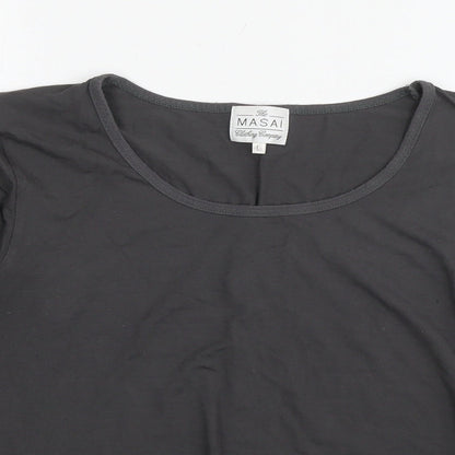 The Masai Womens Grey Viscose Basic Blouse Size L Round Neck