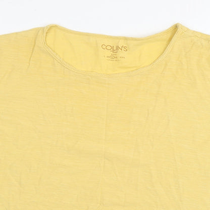 Collins Womens Yellow Polyester Basic T-Shirt Size L Round Neck