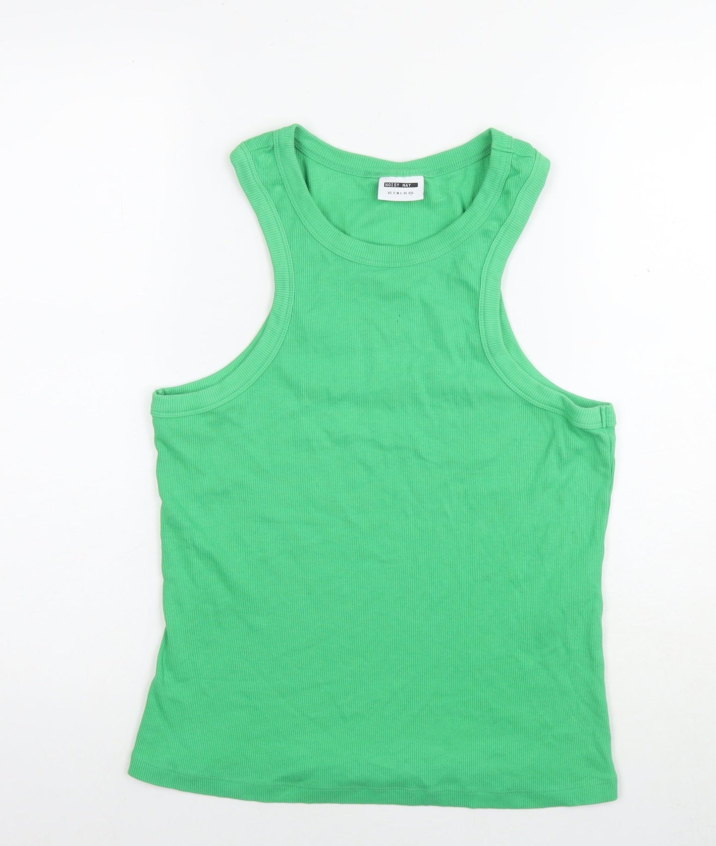Noisy may Womens Green Cotton Basic Tank Size 2XL Round Neck - Ribbed
