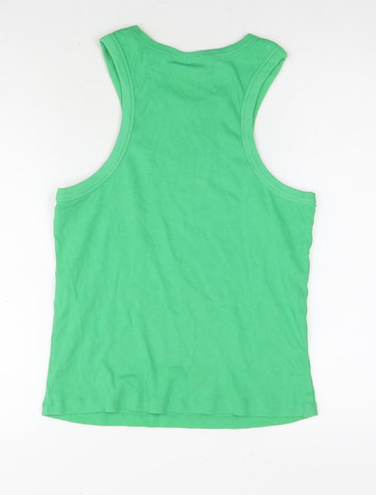 Noisy may Womens Green Cotton Basic Tank Size 2XL Round Neck - Ribbed