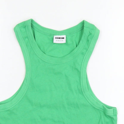 Noisy may Womens Green Cotton Basic Tank Size 2XL Round Neck - Ribbed