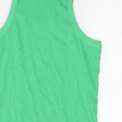 Noisy may Womens Green Cotton Basic Tank Size 2XL Round Neck - Ribbed