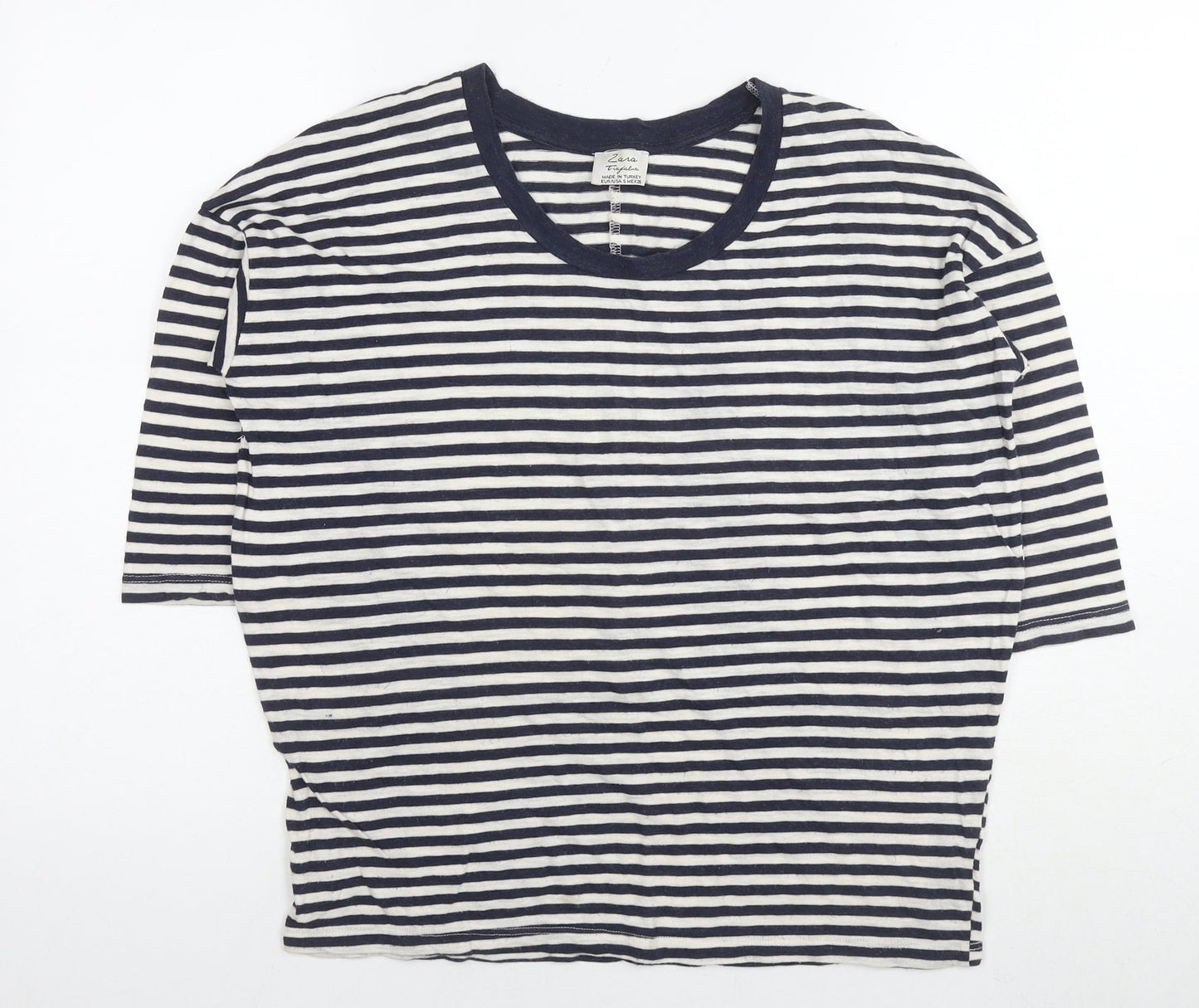 Womens UK Size S Zara Blue Basic T-Shirt
