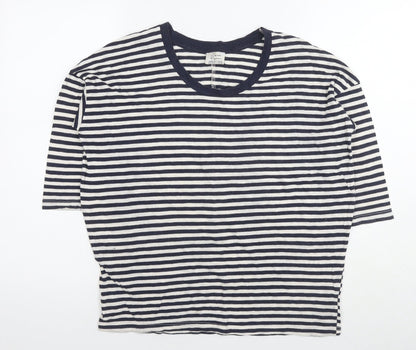 Womens UK Size S Zara Blue Basic T-Shirt
