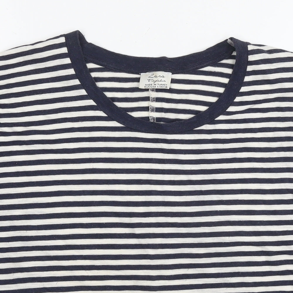 Womens UK Size S Zara Blue Basic T-Shirt