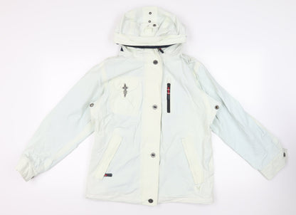 Crew Clothing Womens Ivory Varsity Jacket Jacket Size 10 Zip - Outdoors Hooded Weathergear Technical