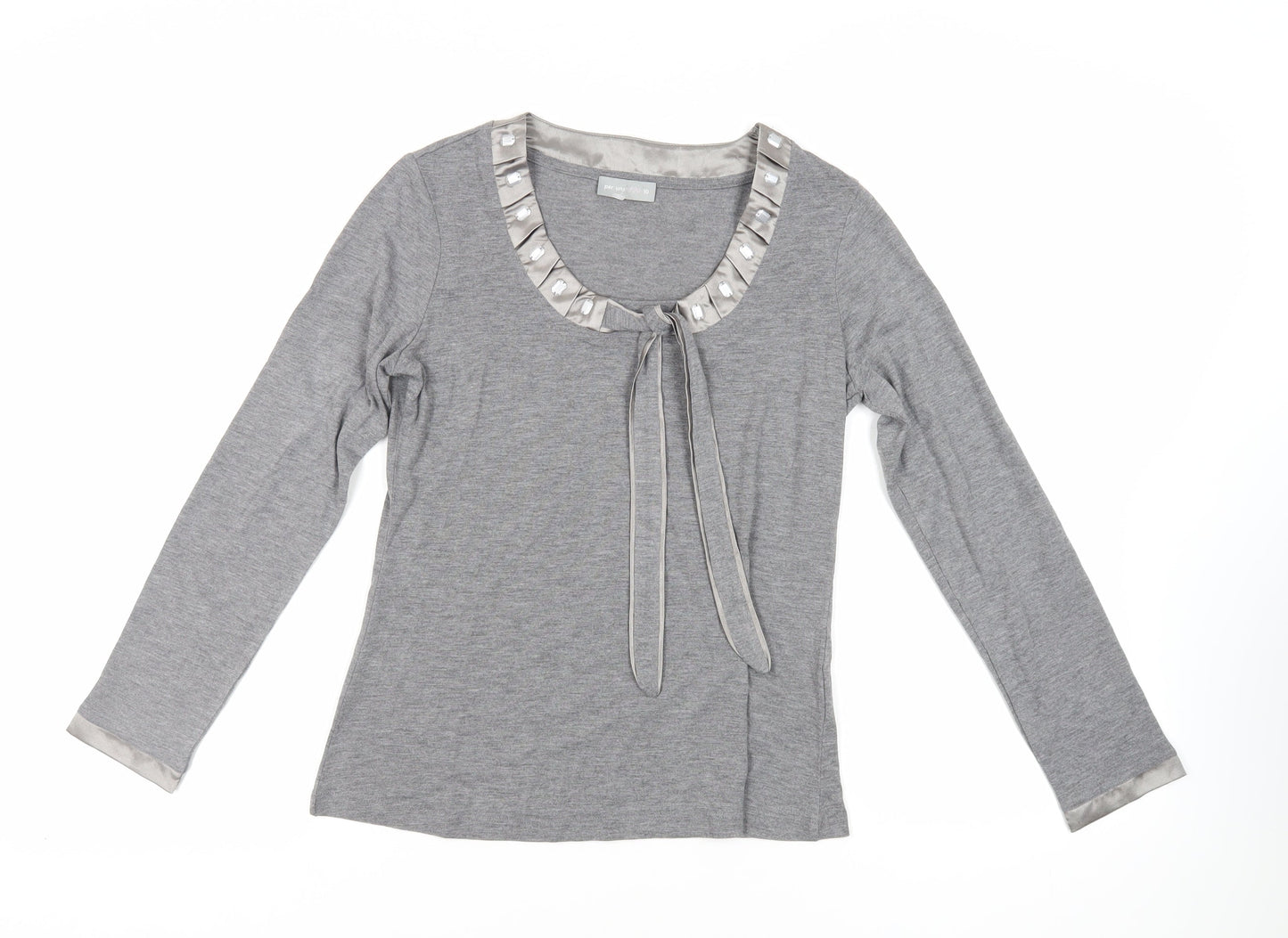 Womens UK Size 10 Per Una Grey Basic T-Shirt